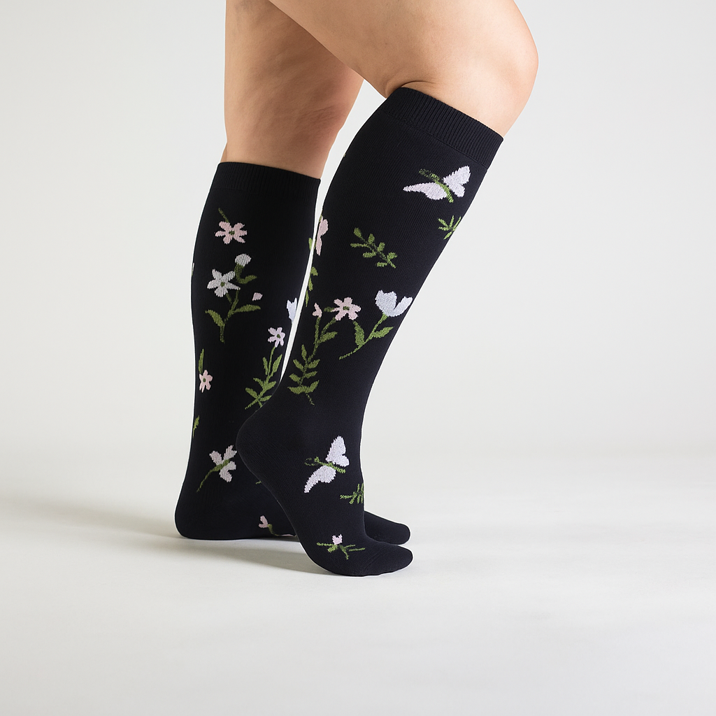 Stödstrumpor Blommig 6-Pack