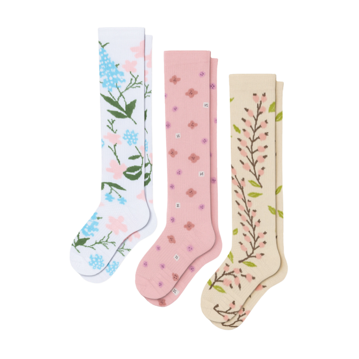 Stödstrumpor Blommig 3-Pack